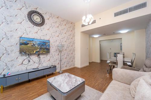 Istumisnurk majutusasutuses Luxury 2 bedroom next to beach with swimming pool gym and kids play area