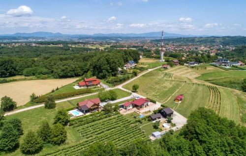 an aerial view of a farm with a vineyard at Gorgeous Home In Stubicke Toplice in Stubicke Toplice