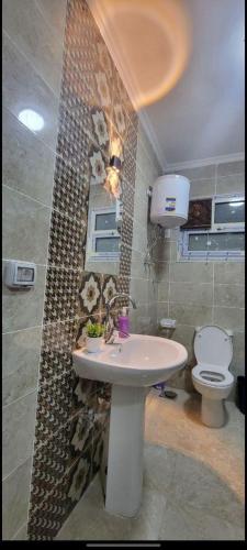 a bathroom with a sink and a toilet at Chic 3beds - Walk to Mall in 6th Of October