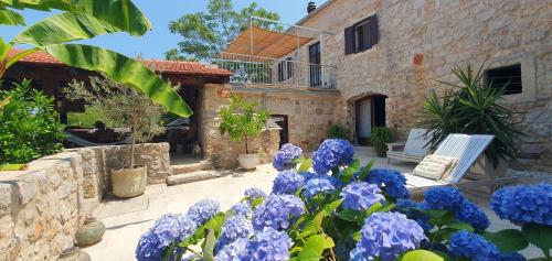 En have udenfor Hvar Stone Villa with pool