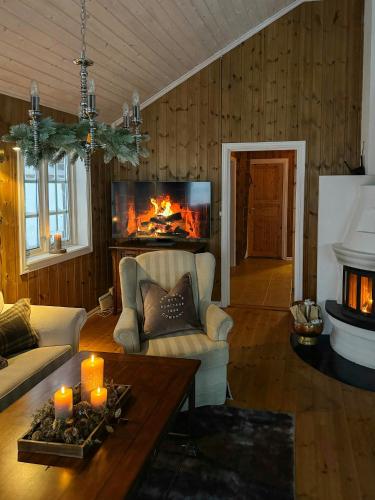 Ruang duduk di Panoramic Cabin With Fjord Views In Valldal