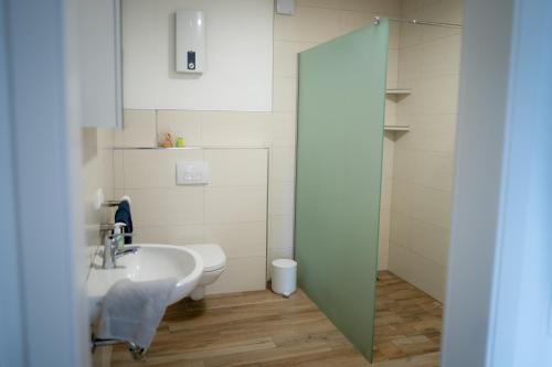 a bathroom with a sink and a toilet at Appartement am Hostertberg 1 in Simmerath