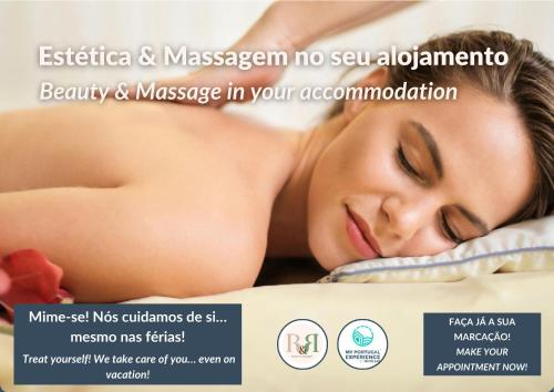 a poster of a woman sleeping on a bed at Bay View by OCvillas in Albufeira