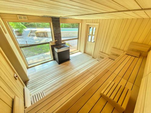 an overhead view of the inside of a sauna at Ribno Alpine Glamping in Bled