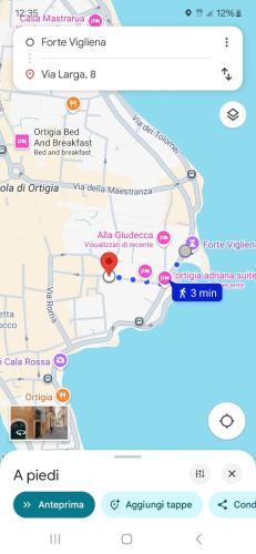 a screenshot of a cell phone with a map at La Casetta dei Paceri in Syracuse