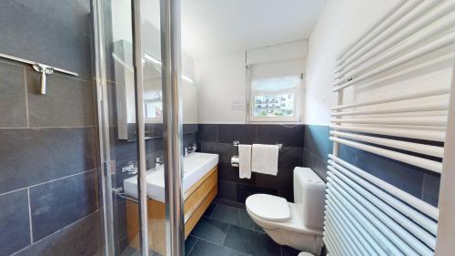 a bathroom with a toilet and a sink at Greina in Celerina