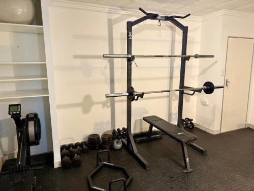 a room with a gym with two weights at NO4 Lilliput - Sandton Executive Guest House - OPENING SPECIAL in Sandton