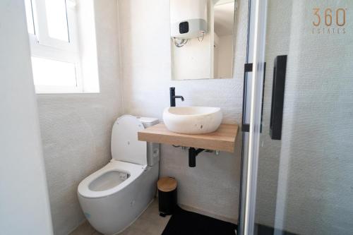 a small bathroom with a sink and a toilet at 2BR Penthouse with Huge Terrace in peaceful Gozo by 360 Estates in Sannat