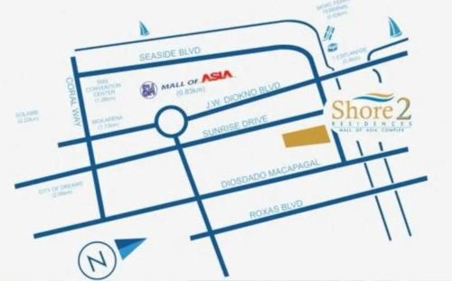 a map of the shore supermarket at Modern Unit at Shore 2 Mall of Asia by Elle Suite in Manila