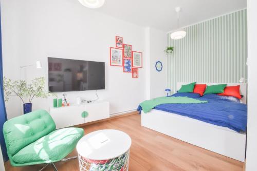 Postel nebo postele na pokoji v ubytování Apartmány v centru Olomouce