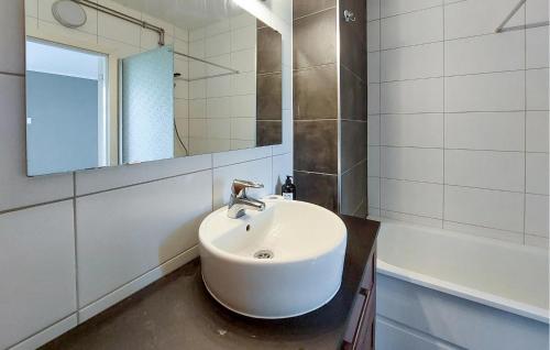 a bathroom with a sink and a mirror at 2 Bedroom Beautiful Home In Fleninge - S12280 in Fleninge