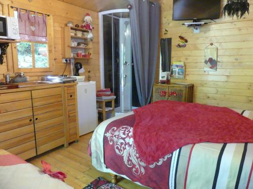 Au Cabanon Chez Nath - chbre d'hôtesにあるキッチンまたは簡易キッチン