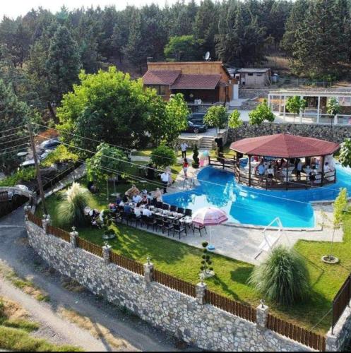 an aerial view of a resort with a swimming pool at Vila Nika in Veles