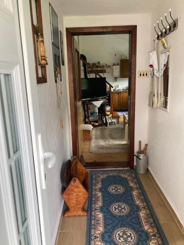 a hallway with a door leading to a living room at Seoski raj in Andrijevica