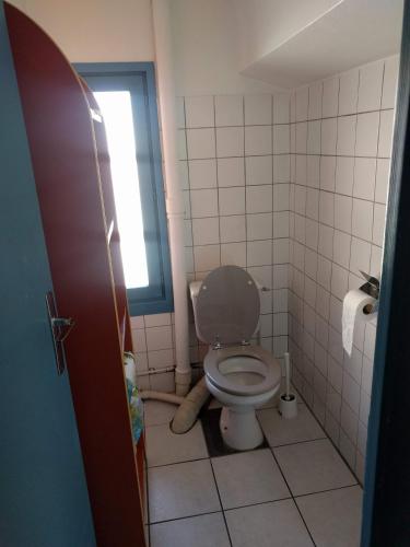 une salle de bain avec toilettes et fenêtre dans l'établissement Studio Chambery Centre with shared toilets, à Chambéry