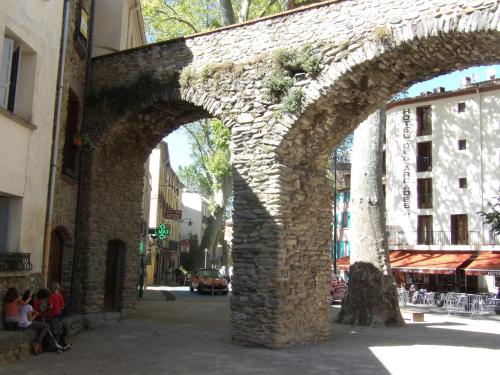 an old stone archway in the middle of a street at Poppys in Céret