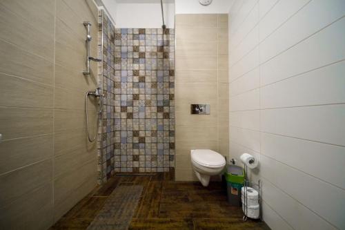 een badkamer met een toilet en een douche bij SeaZen Studio in Mamaia Nord – Năvodari