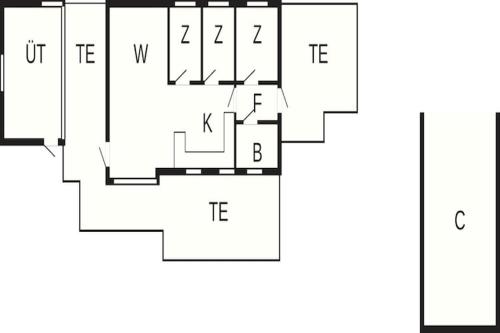 a floor plan of a house at 6 person holiday home in Thyholm-By Traum in Thyholm