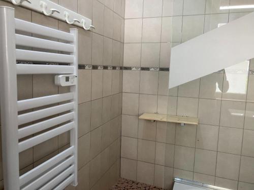 une salle de bain avec douche et toilettes dans l'établissement Apartment in Cuzy with Heated Pool, cleaning included, à Cuzy