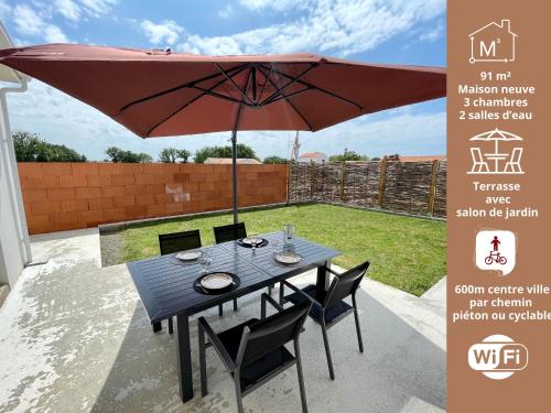 Maison neuve 3 chambres, 6 couchages, entre mer et campagne, accès bourg à pied, WIFI - FR-1-231-329