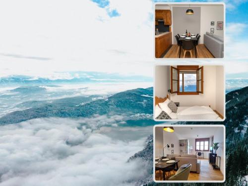 a collage of four pictures with clouds in the sky at Apartment in Gerlitzen with Panoramic Views in Deutschberg