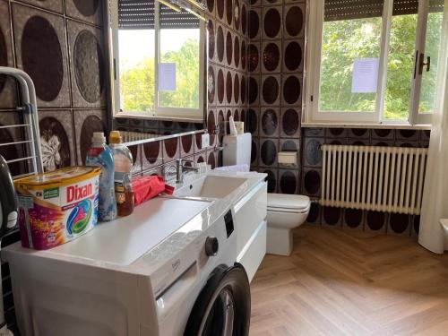 a bathroom with a sink and a toilet at Kibilù - Casa Gaudia Natura, relax e comfort a due passi da Varese in Barasso