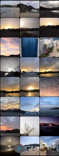 a collage of different photos of a sunset at The Blue Gate 2 in Muscat