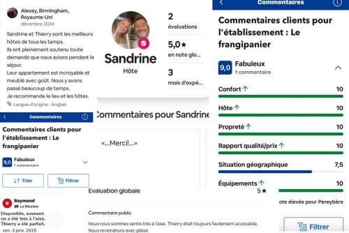 a screenshot of a cell phone screen with a list of names at Le Frangipanier - Appartement de luxe 3 chambres, 3 sdb, Péreybère in Pereybere