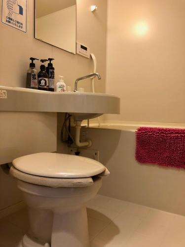 a bathroom with a toilet and a sink at ドッグランドサムデイ in Minamitsuru
