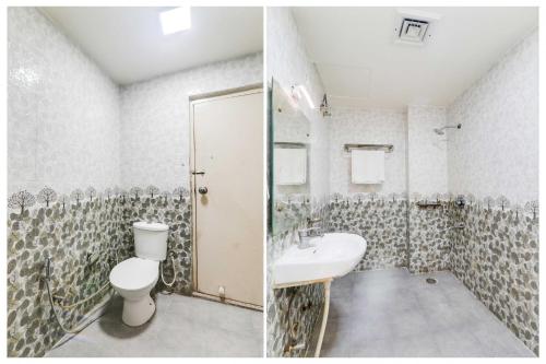 a bathroom with a toilet and a sink at Hotel O Civil Lines Near Old Bus Stand in Bareilly