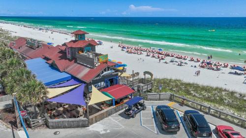 an overhead view of a beach with a restaurant at Ariel Dunes II 101 in Destin