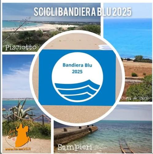 a collage of photos of a beach with a sign at Casa di Elena - Centro Storico in Scicli