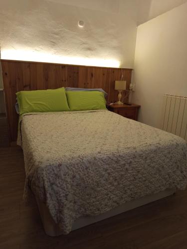 una camera con letto e cuscino verde di La Casa del Patio ATQ ad Antequera