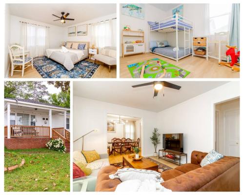 a collage of photos of a living room and a living room at Serene Walkable Fam Stay w/Toys! in Columbus