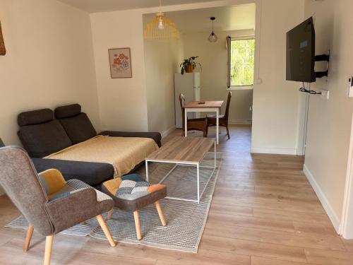 un salon avec un canapé et une table dans l'établissement Maison Nova, à Toulouse