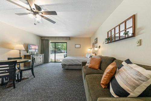 a living room with a couch and a bed at 134 Bldg C studio in Truckee