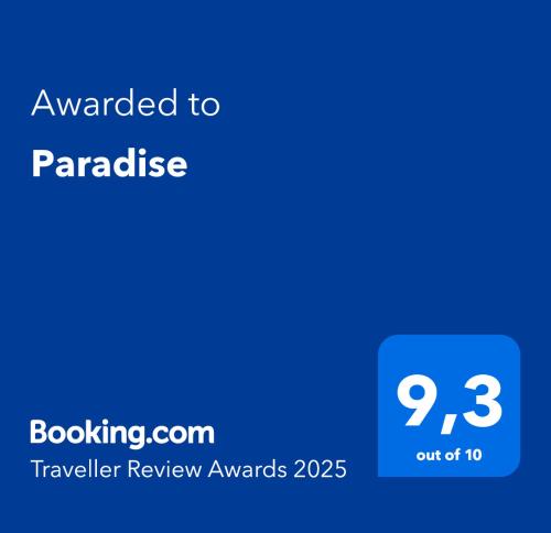 Certifikát, hodnocení, plakát nebo jiný dokument vystavený v ubytování Paradise