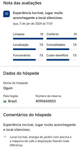 a screenshot of a cell phone screen showing the number of nas appliances at Portal Suítes Casa do Lago in Paraty