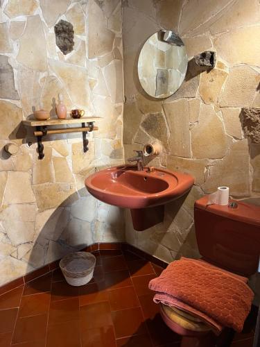 une salle de bain avec un lavabo et des toilettes dans l'établissement Maison d'artiste de Ville, à Arles