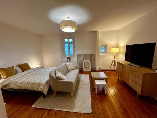 Ένα ή περισσότερα κρεβάτια σε δωμάτιο στο Appartements Plantagenet - Le 27