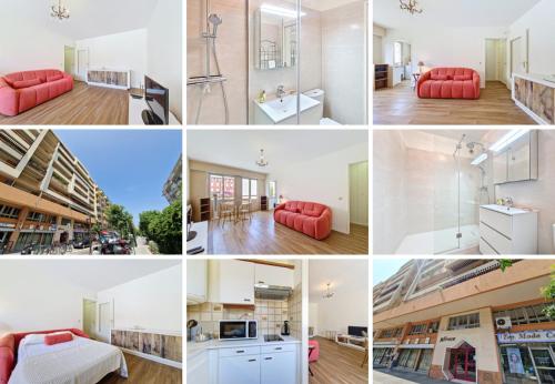 un collage de photos d'un appartement dans l'établissement Nestor&Jeeves - STUDIO RENOIR - Central location, à Nice