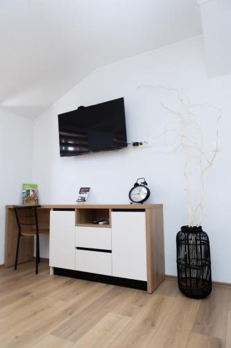 TV a/nebo společenská místnost v ubytování Apartman oak Nikola's lamp