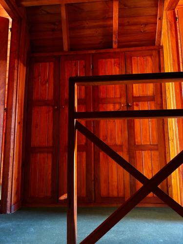 a room with wood paneling and a wooden wall at La martina in Junín de los Andes