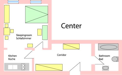 Načrt razporeditve prostorov v nastanitvi Best of Vienna Apartments Ferdinandstrasse