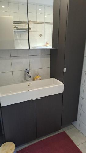 a bathroom with a white sink and a mirror at Come a casa in Nikelsdorf