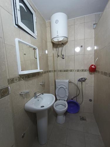 a small bathroom with a toilet and a sink at Accommodation Milla in Ulcinj
