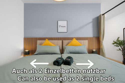 Katil atau katil-katil dalam bilik di Exklusives Studio - Zentral Innenstadtlage - Kostenloser Parkplatz - Aufzug - Modern für bis zu 4 Personen - Smart Home