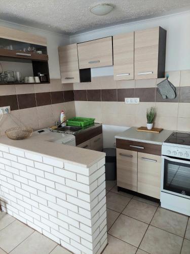 Kuchyň nebo kuchyňský kout v ubytování Panoráma Pelsó Apartman