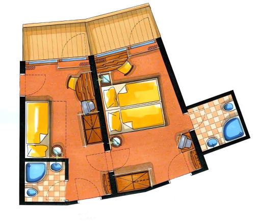 a drawing of a floor plan of a house at Familienhotel Sonngastein in Bad Gastein