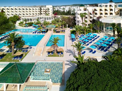 an aerial view of a resort with a pool at Nahrawess Resort & Thalasso in Hammamet